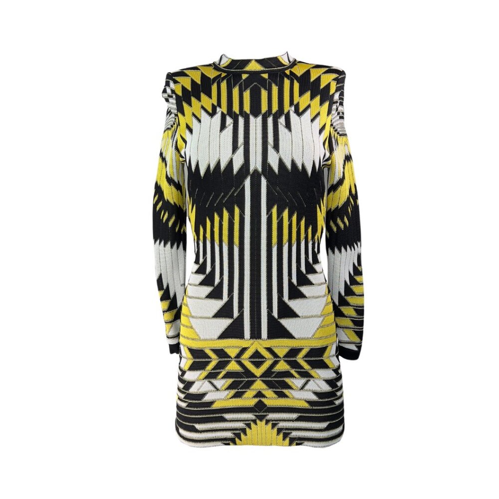 Balmain Woven Mini Dress with Long Sleeves